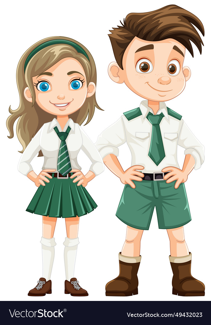 Cartoon characters of boy and girl students in Vector Image