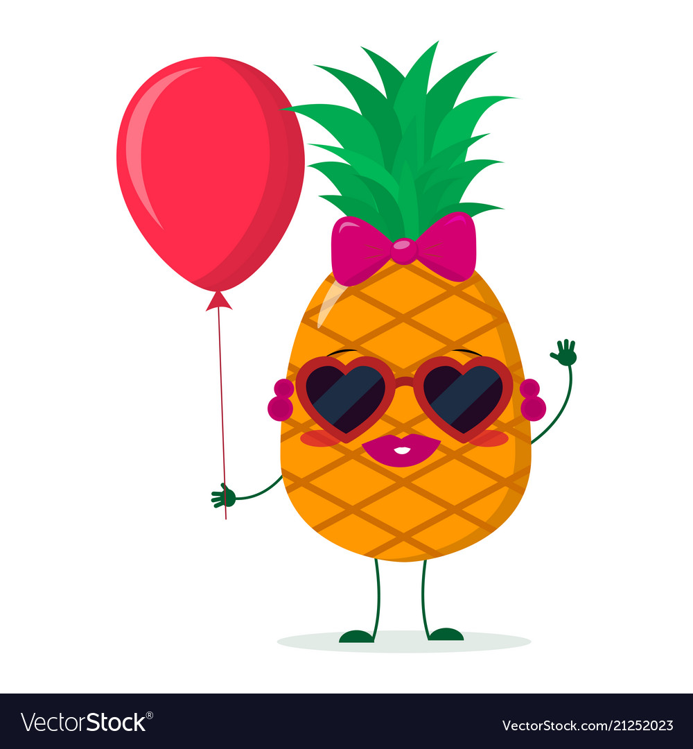 Cute pineapple cartoon character sunglasses hearts