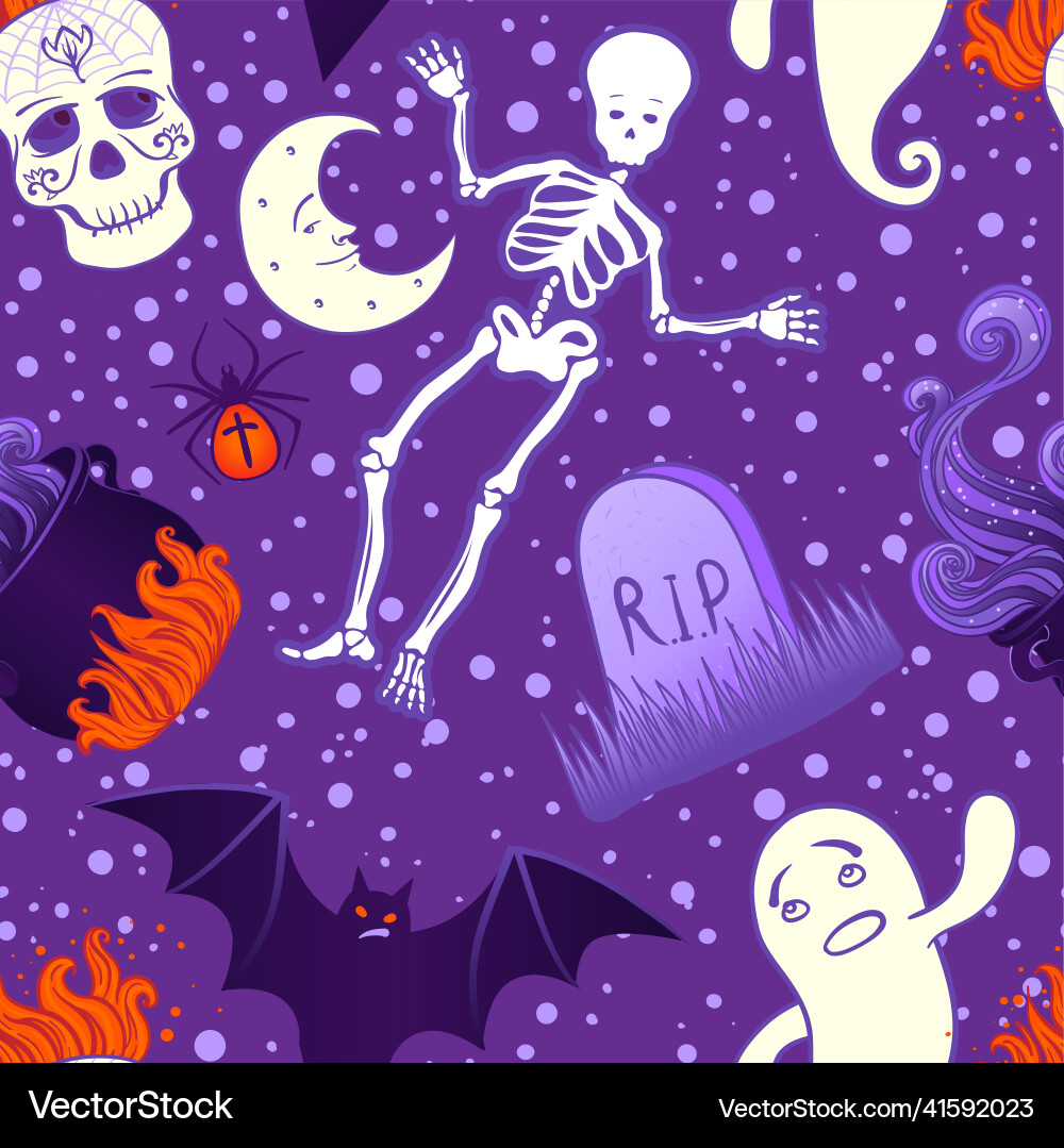 Halloween cute seamless pattern Royalty Free Vector Image