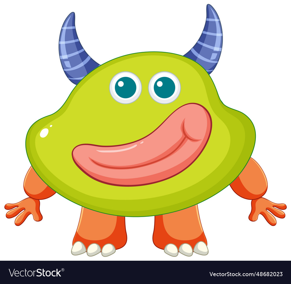 Horned alien monster cartoon character Royalty Free Vector