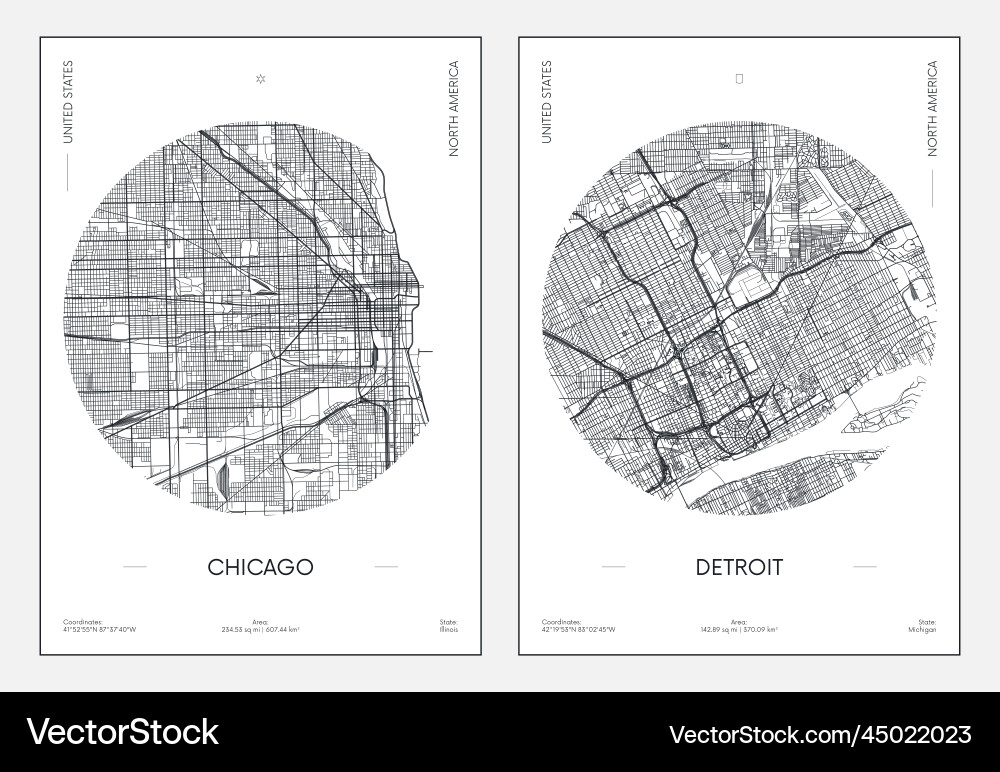 Travel poster urban street plan city map chicago Vector Image