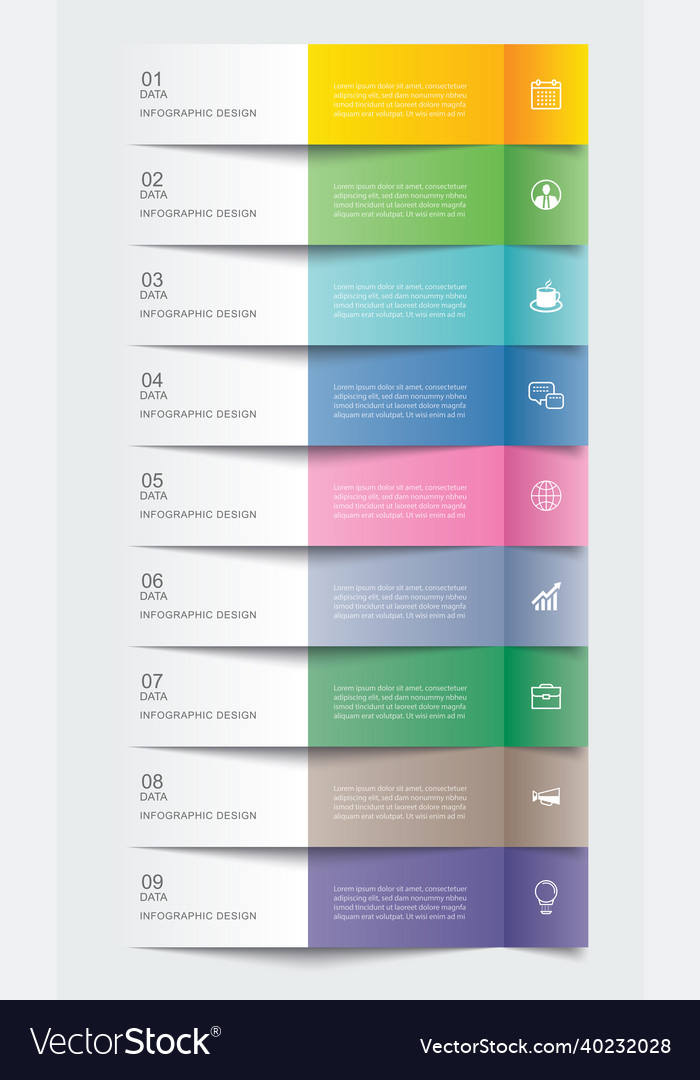 9 data infographics tab paper index template vector image 9 data infographics tab paper index template