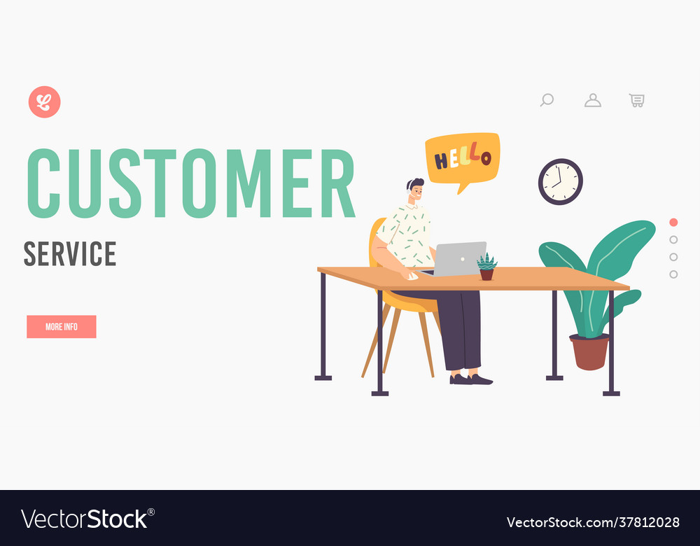 Customer service landing page template technical vector image Customer service landing page template technical