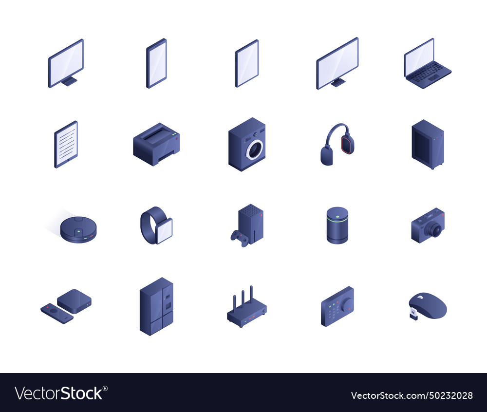 Device isometric icons set Royalty Free Vector Image