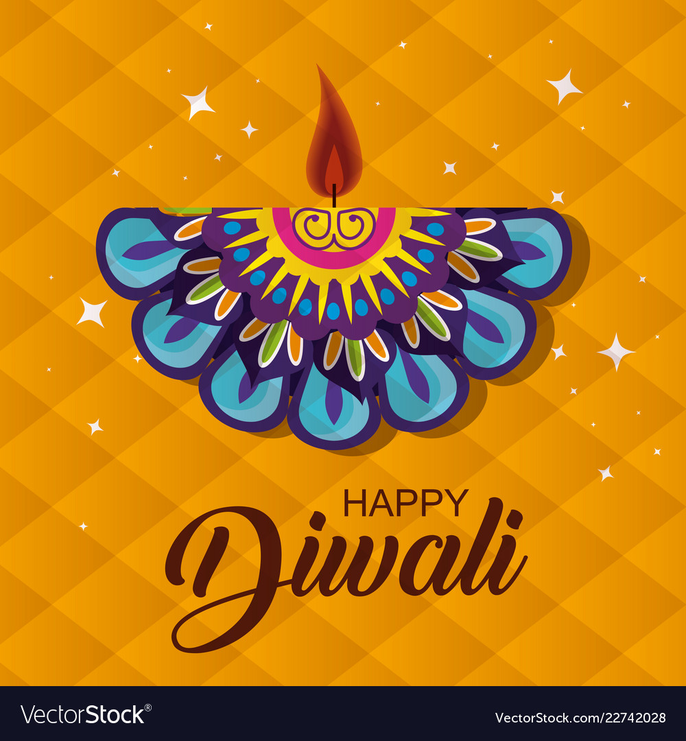 Diwali Mandala Candle To Light Festival Royalty Free Vector