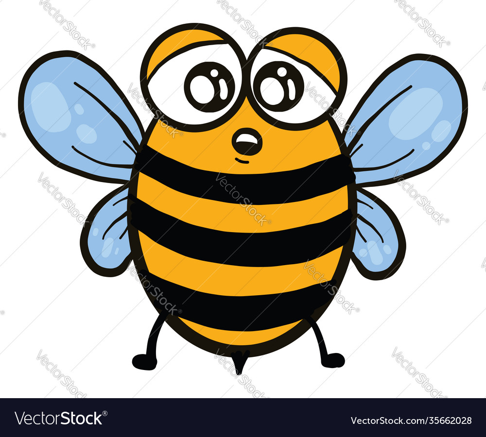 Scared fat little bee on white background Vector Image