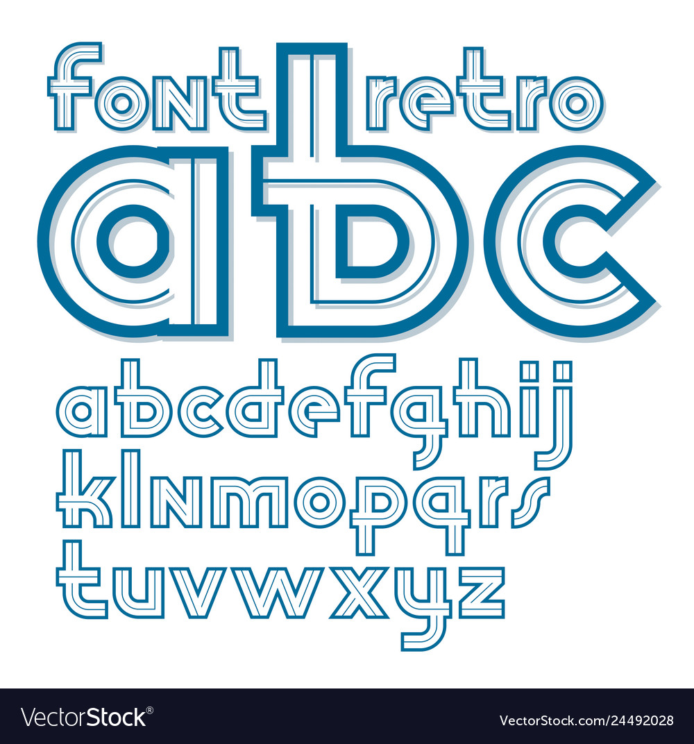 Set of retro 70s bold lower case alphabet letters Vector Image