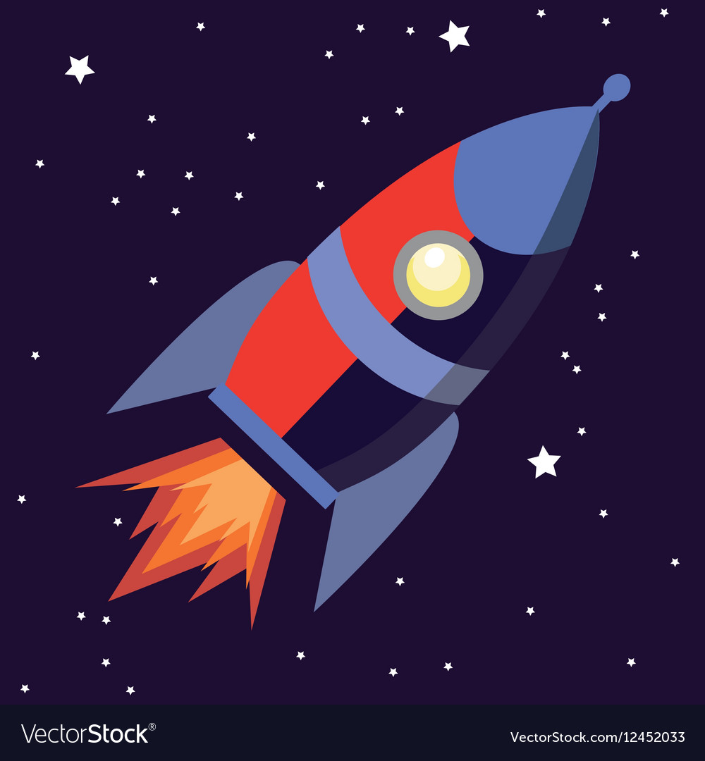 A Cute Cartoon Rocket Space Ship Royalty Free Vector Image