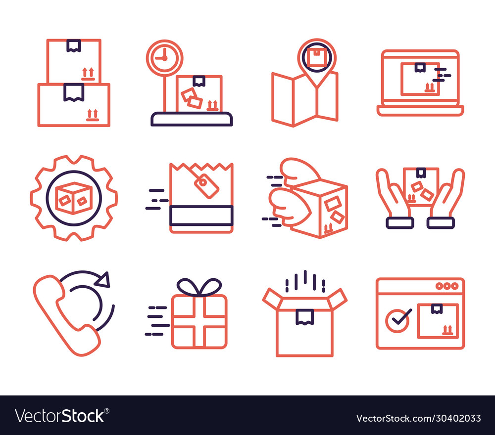 Bundle delivery service icons Royalty Free Vector Image