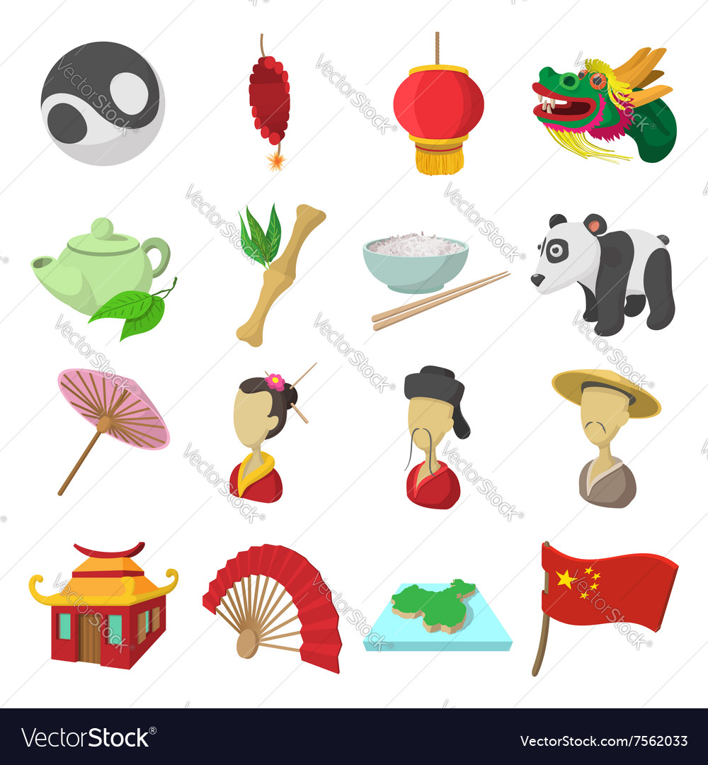 China cartoon icons Royalty Free Vector Image - VectorStock