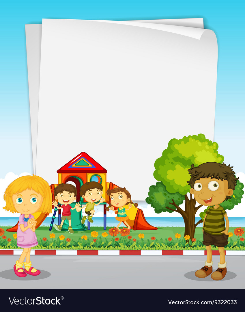 Paper design with kids in the park Royalty Free Vector Image Paper design with kids in the park Royalty Free Vector Image