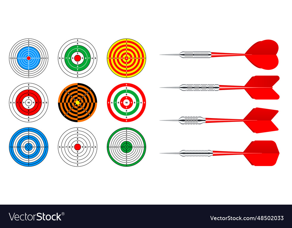 Paper targets with dart arrows shooting range Vector Image