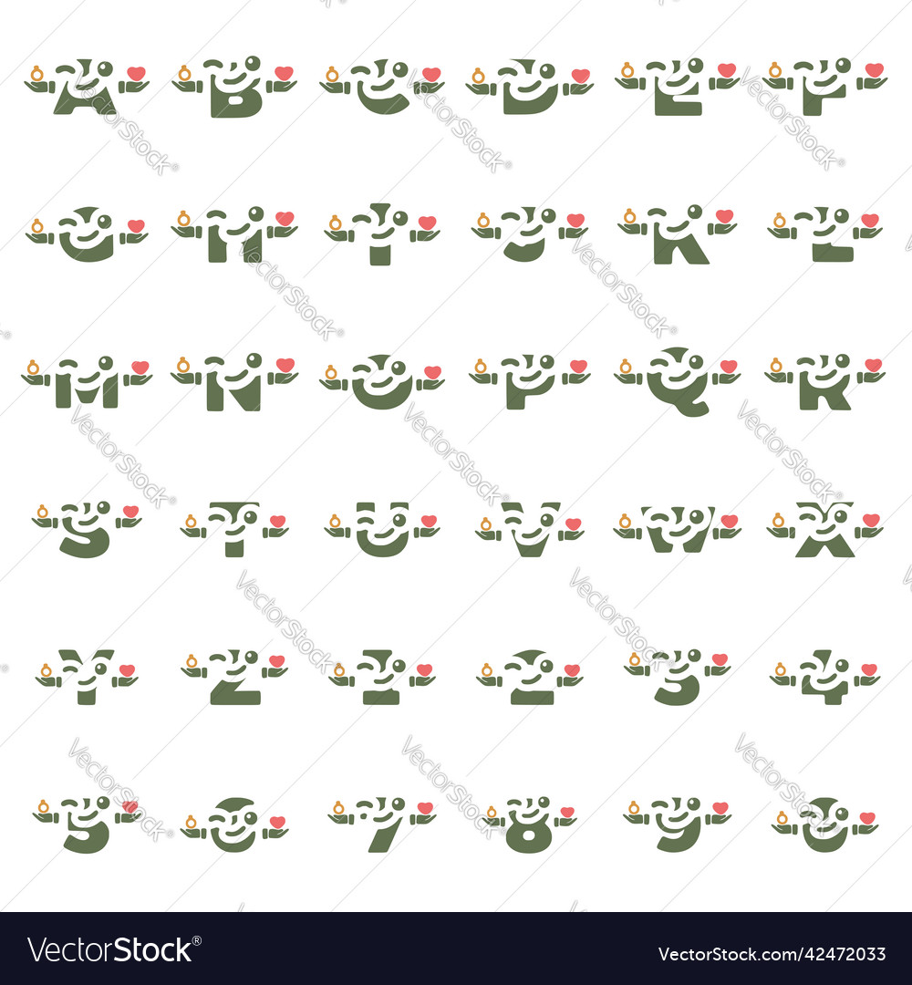 Set of funny character letters and numbers Vector Image
