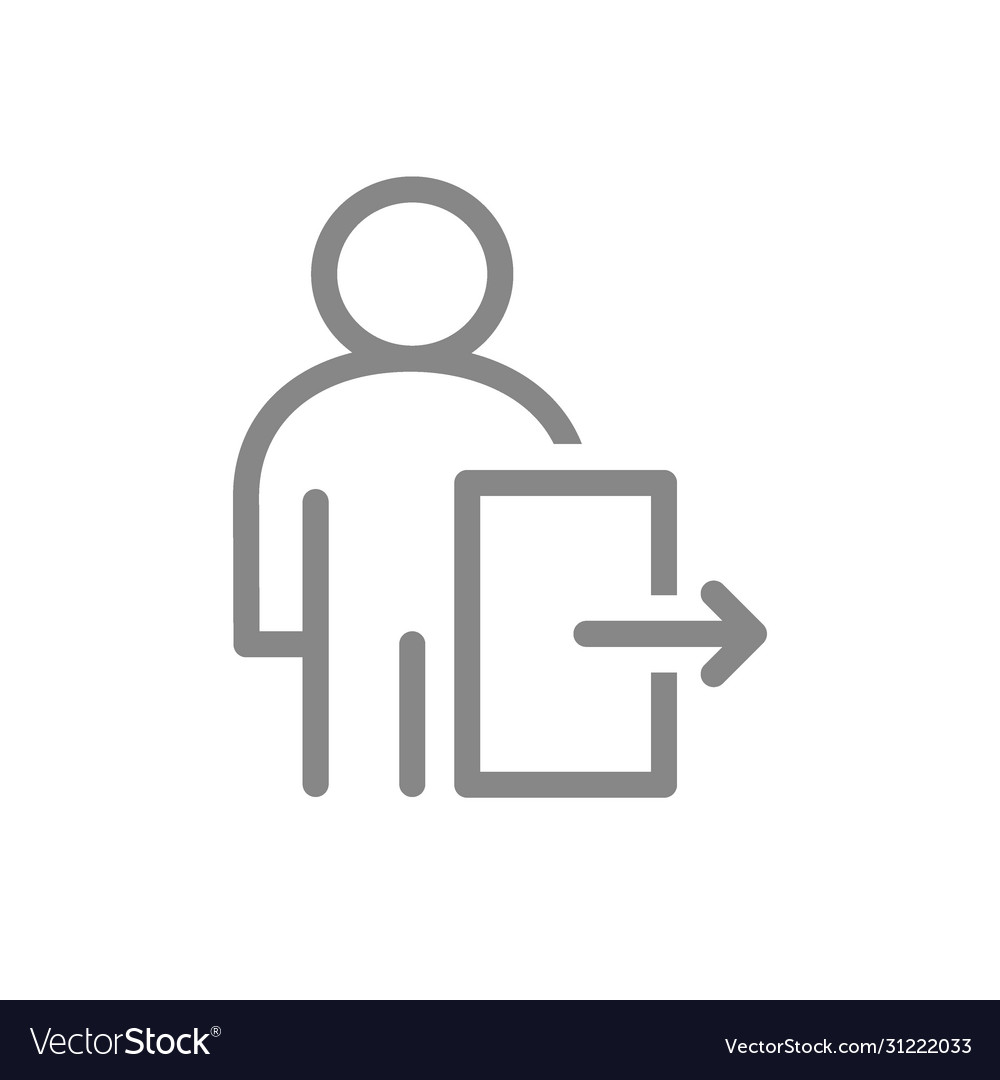 User profile with exit sign line icon public Vector Image