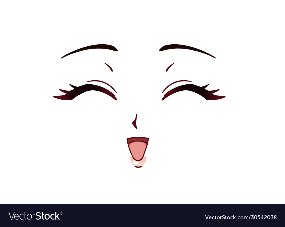 Premium Vector  Happy anime face. manga style big blue eyes