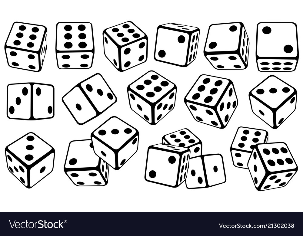 Set of dice in different positions Royalty Free Vector Image
