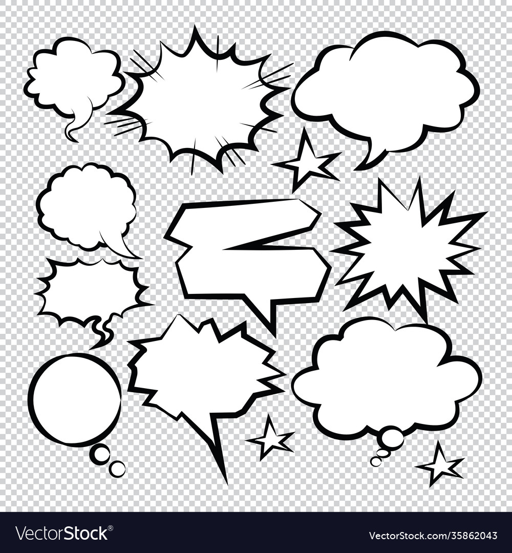 Comic speech bubbles icons collection color Vector Image