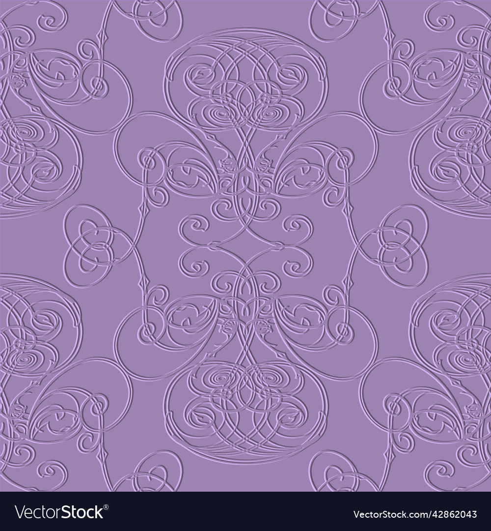 Embossed Floral Line Art Tracery 3d Seamless Vector Image 7856