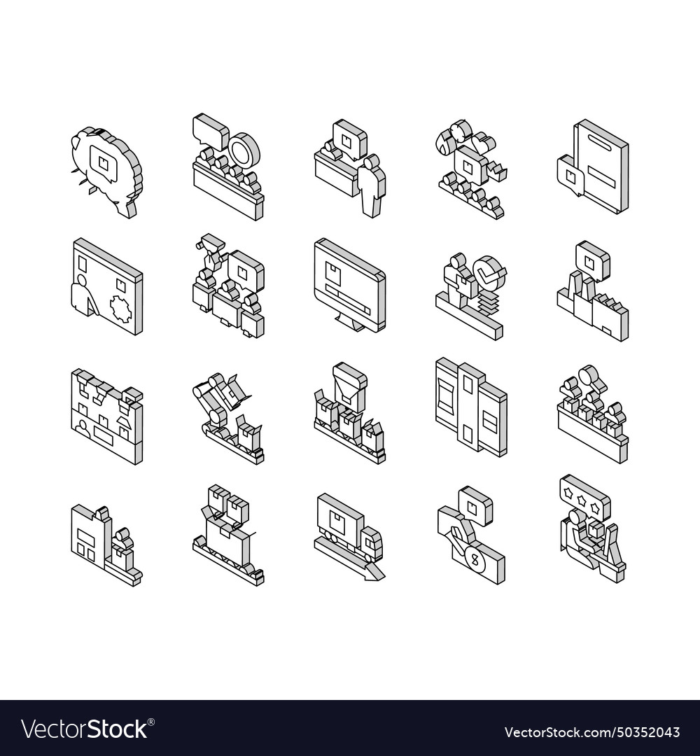 Industrial process collection isometric icons set Vector Image