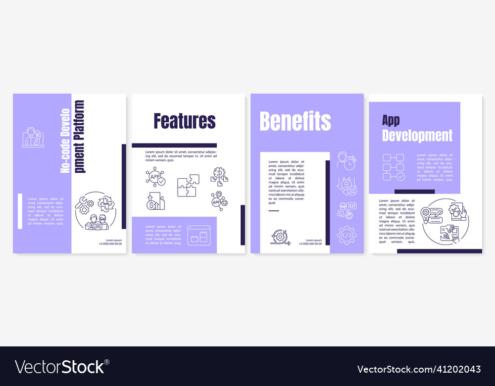 No code platforms purple brochure template Vector Image