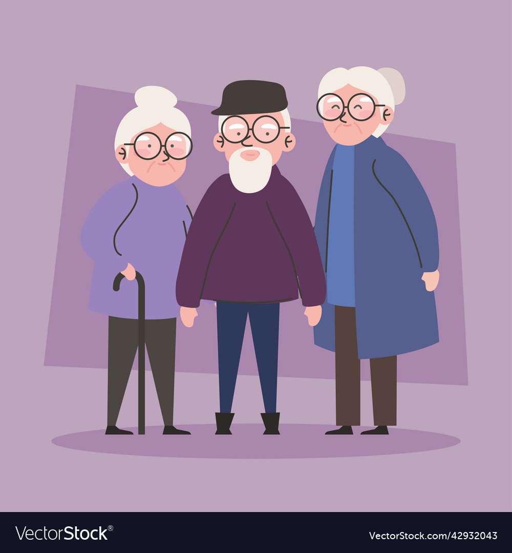 Three grandparents group Royalty Free Vector Image