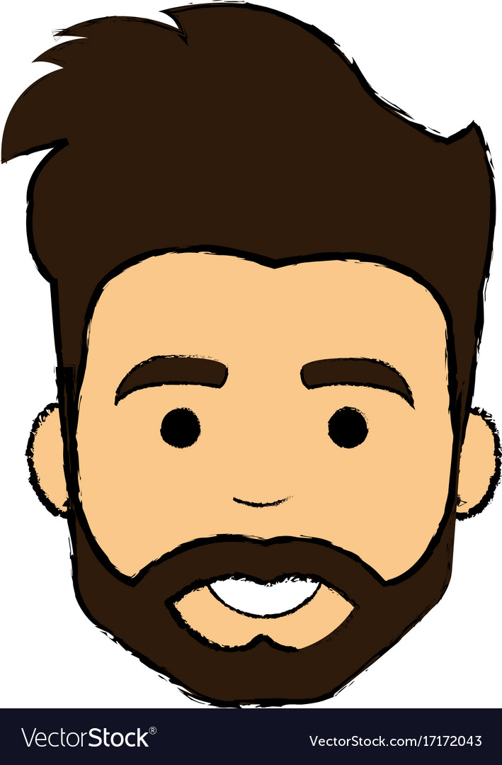 Young man head with beard avatar character Vector Image