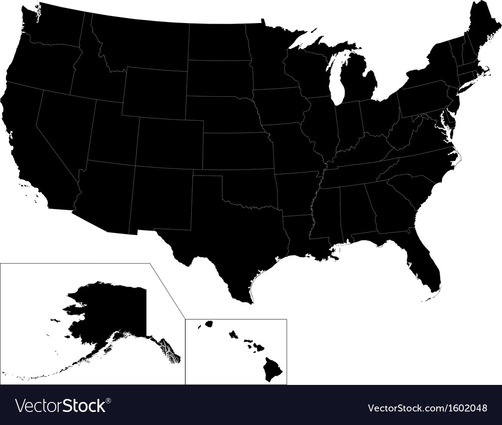 Black Map Of The Usa