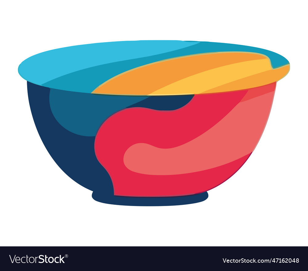 Blue pottery bowl with wave Royalty Free Vector Image