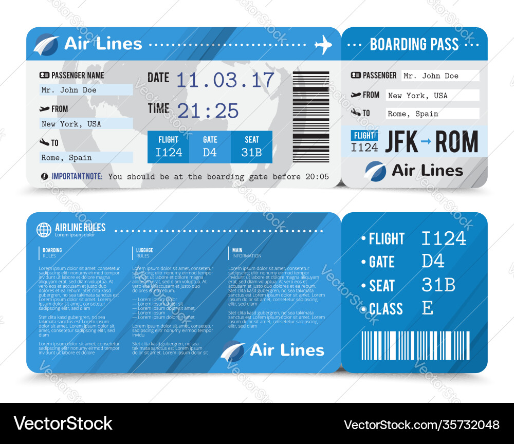 Boarding pass composition Royalty Free Vector Image