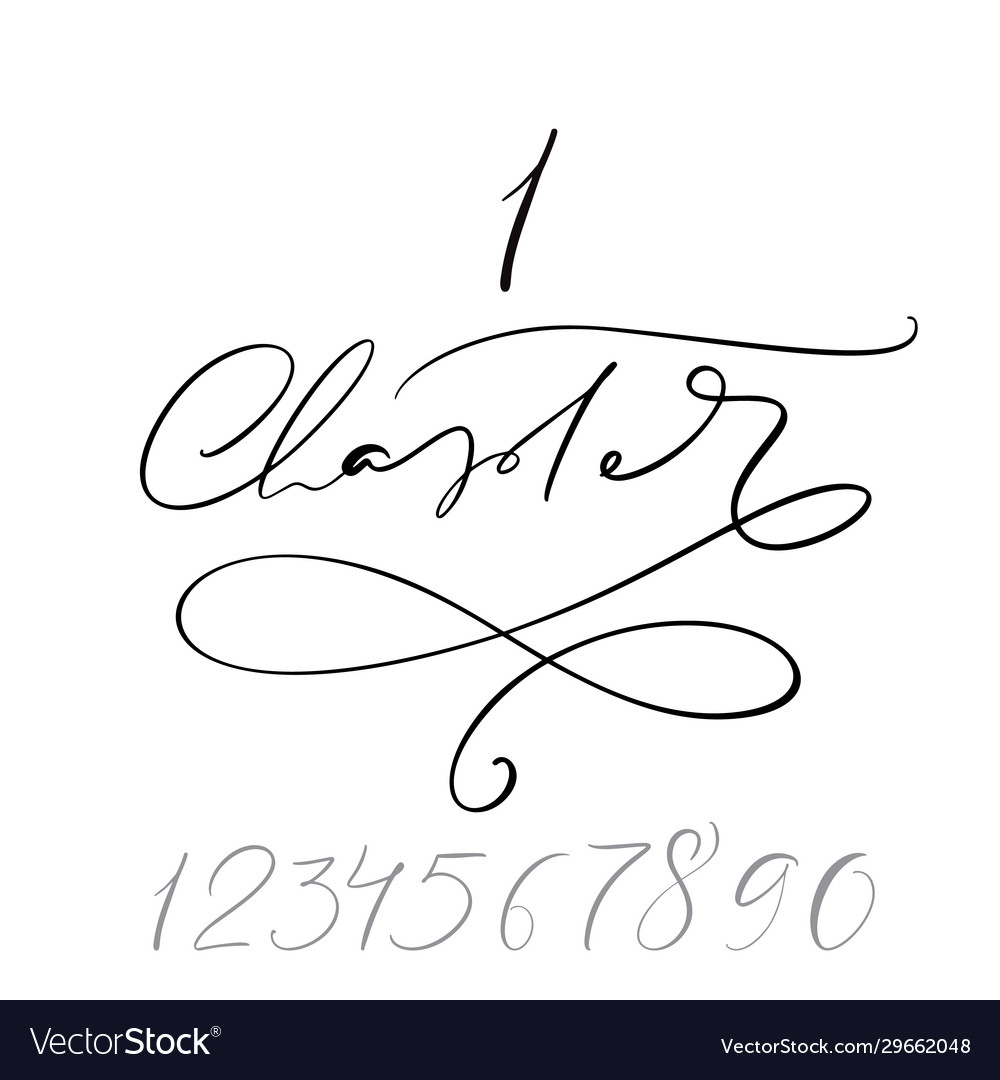 Chapter 1 one and other numbers calligraphy Vector Image