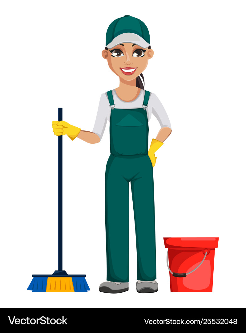 Cleaning service concept cheerful cartoon Vector Image