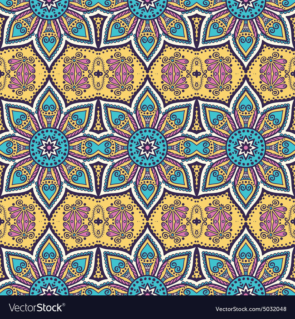 Ethnic floral seamless pattern Royalty Free Vector Image