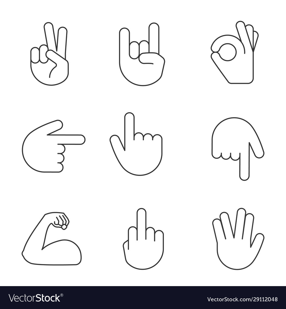 Hand Emoji Icon Set Hands Gestures Hand Emoticons Vector