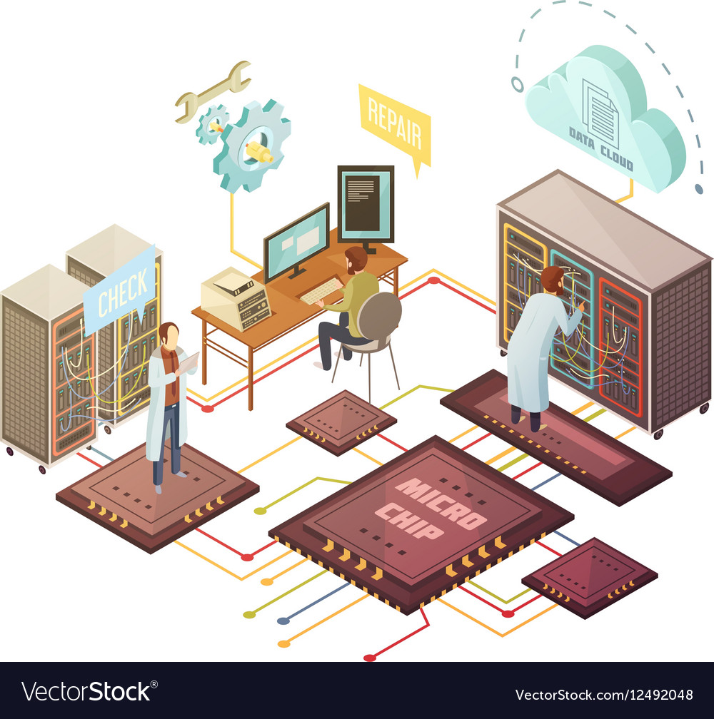 Server room isometric Royalty Free Vector Image