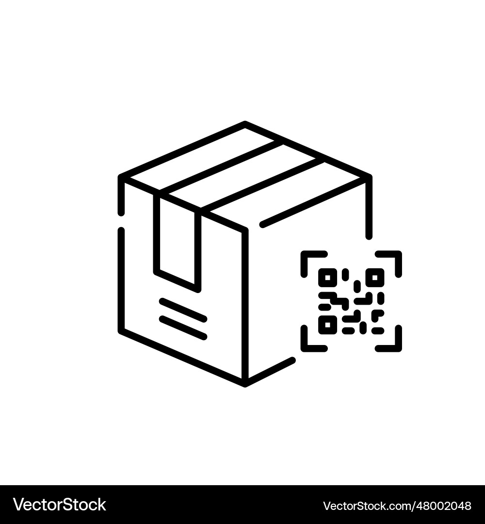 Shipment box with qr-code identification tracking Vector Image