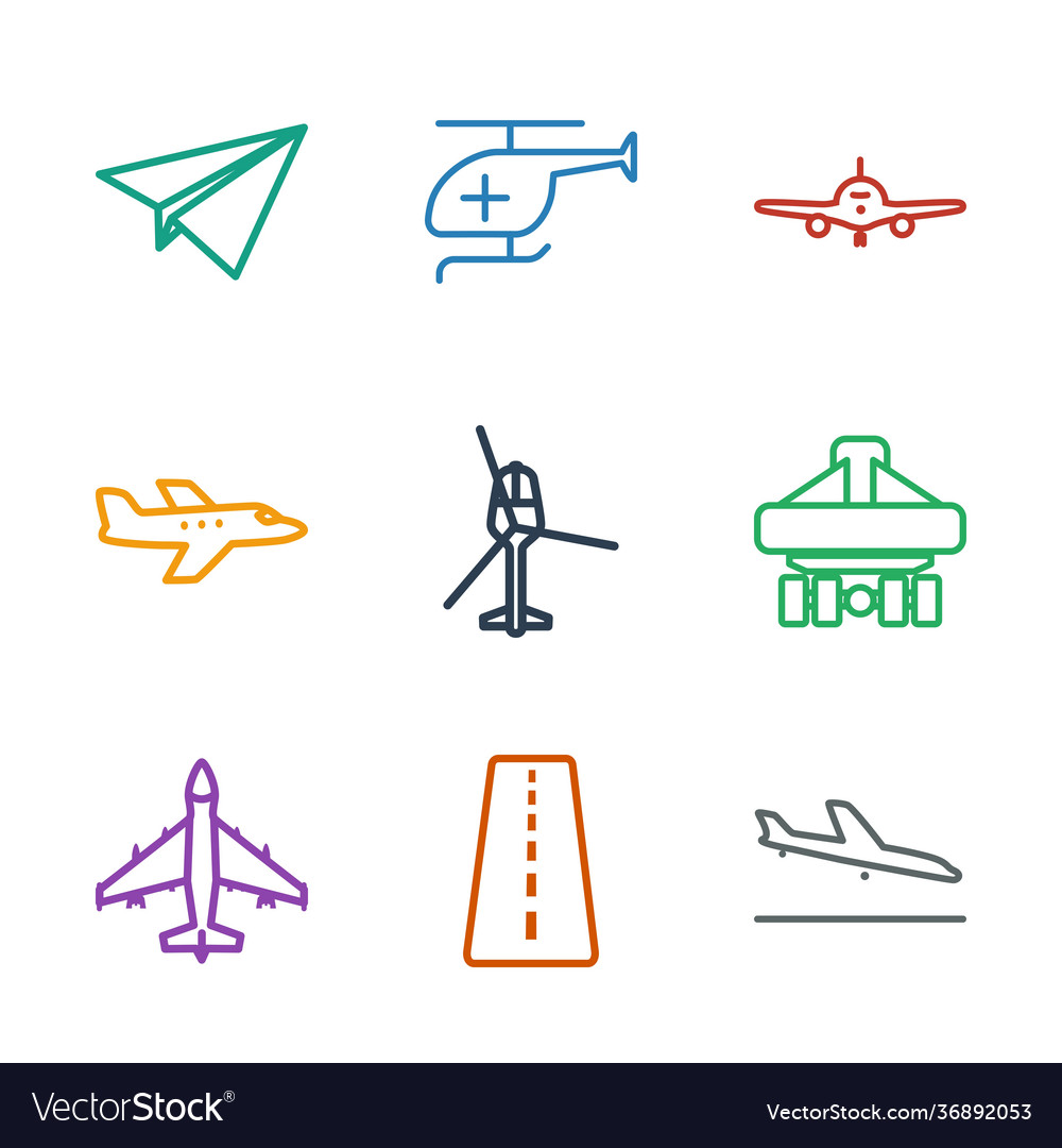 9 aircraft icons Royalty Free Vector Image - VectorStock