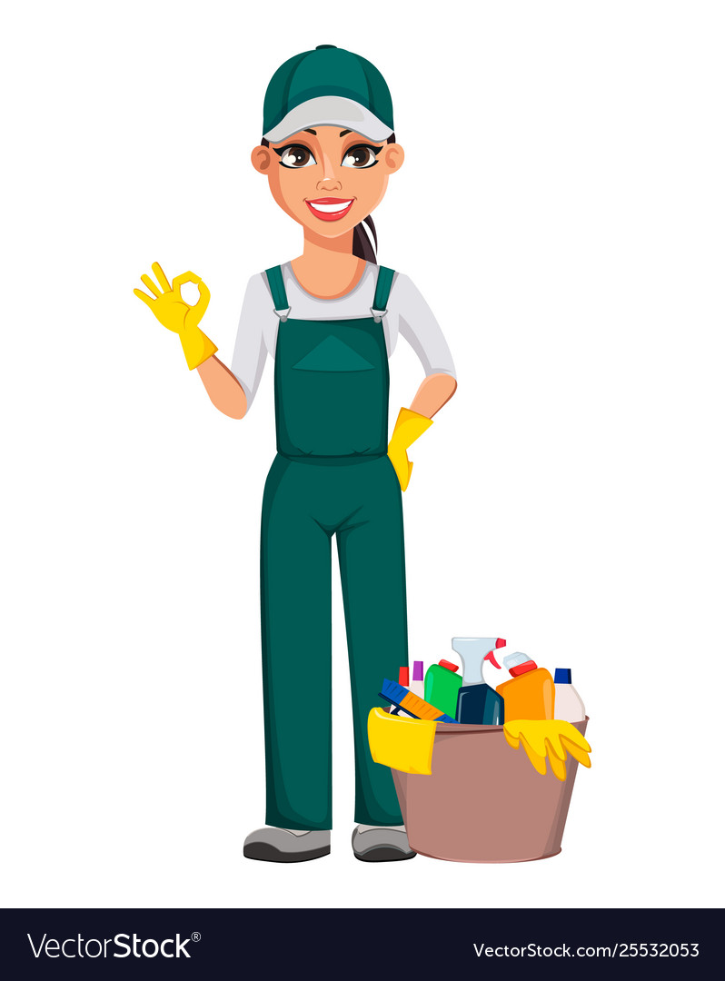 Cleaning service concept cheerful cartoon Vector Image