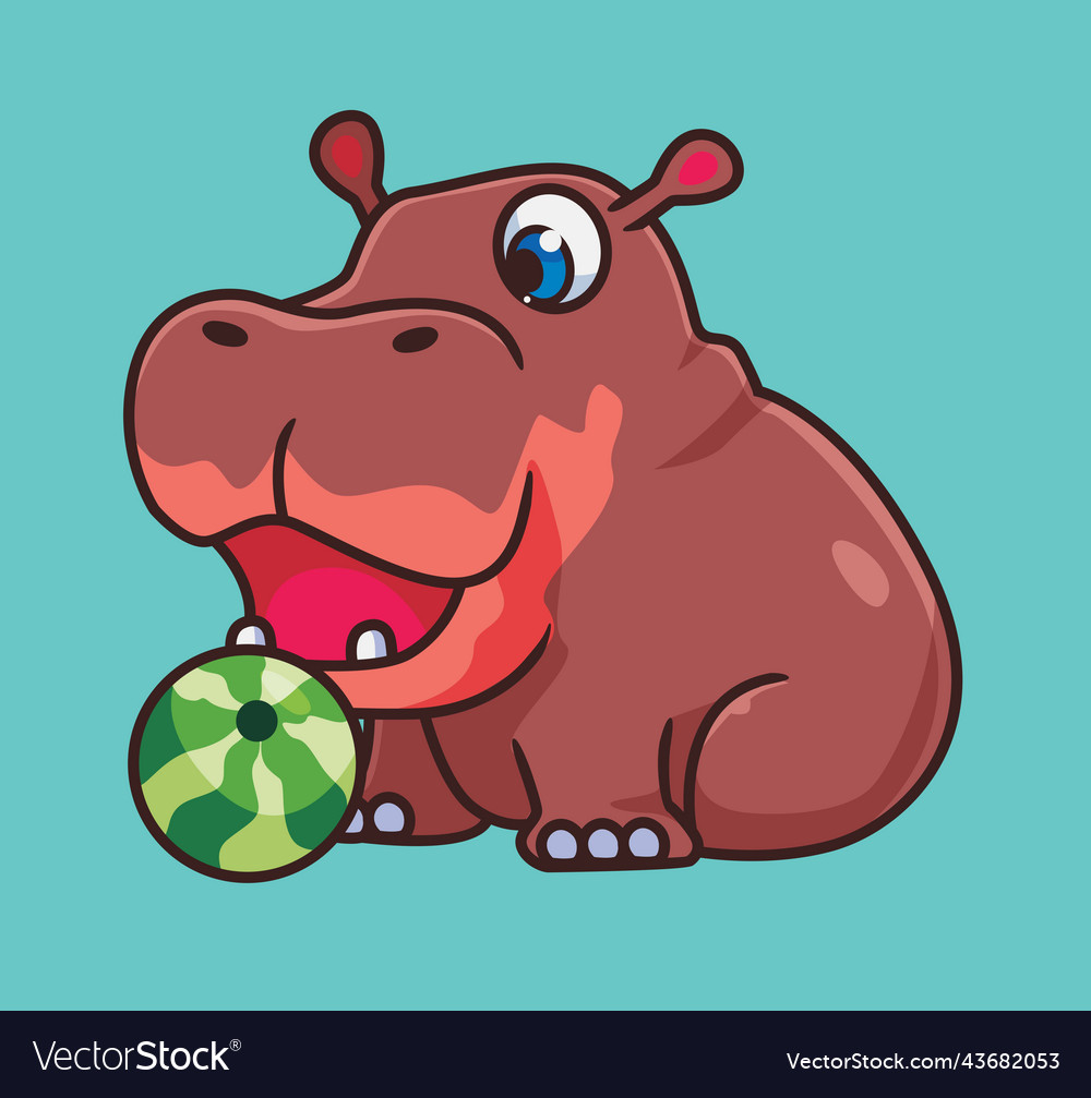 Hippo Food Kawaii Character Set Vector Download