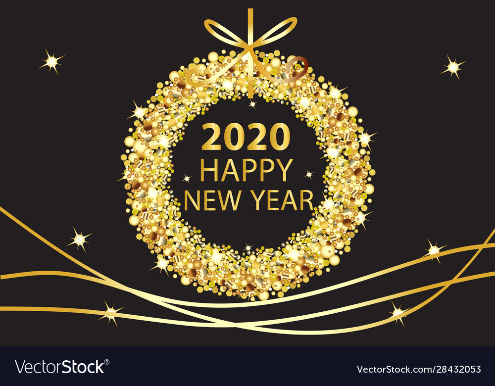 Happy New Year 2020 Glowing Gold Background Vector Image Happy New Year 2020 Glowing Gold Background Vector Image