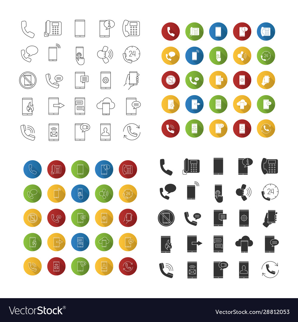 Phone communication icons set Royalty Free Vector Image