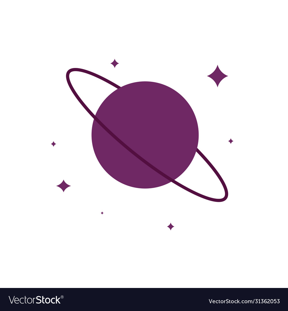 Purple planet with ring space icon stock isolated Vector Image