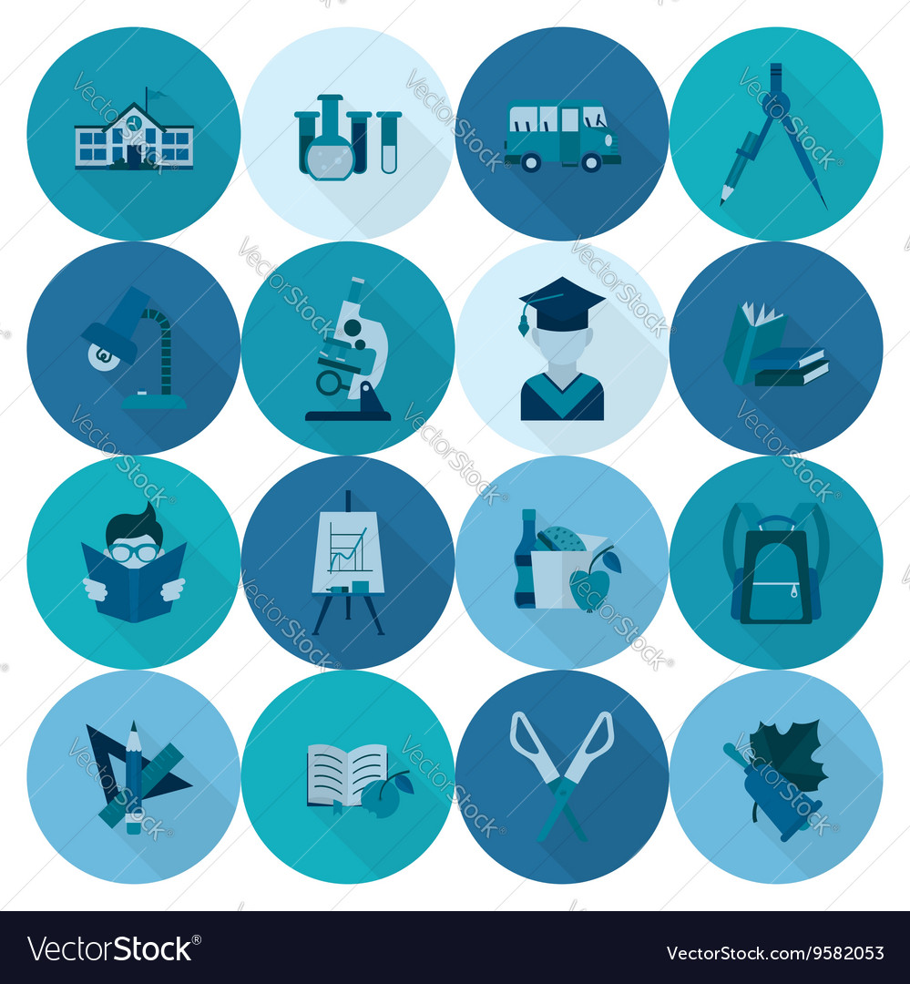 School and education icons Royalty Free Vector Image