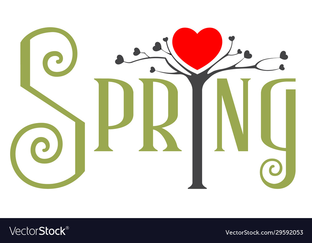 Spring is time love tree blooms heart Royalty Free Vector