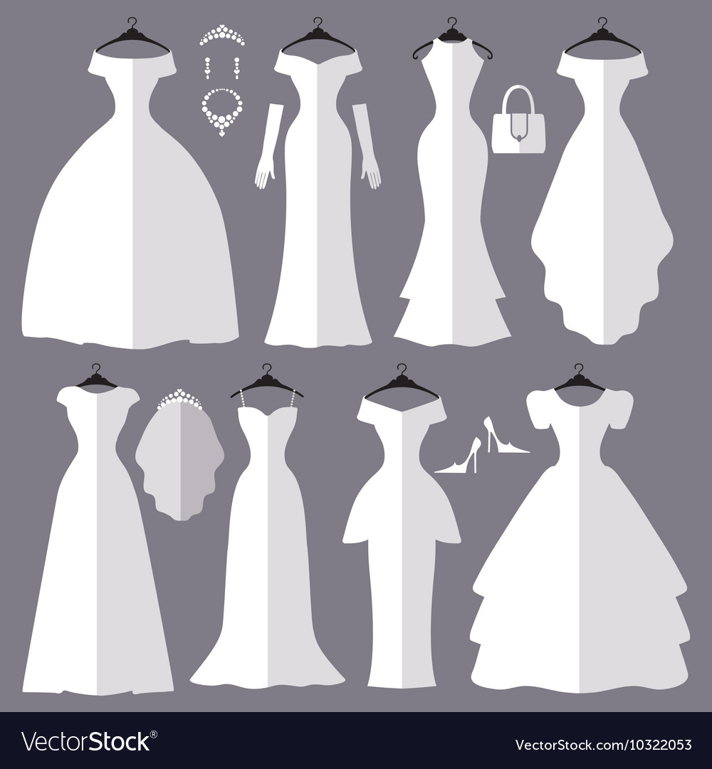 Wedding Dresses Silhouette Setfashion Flat Vector Image 4943