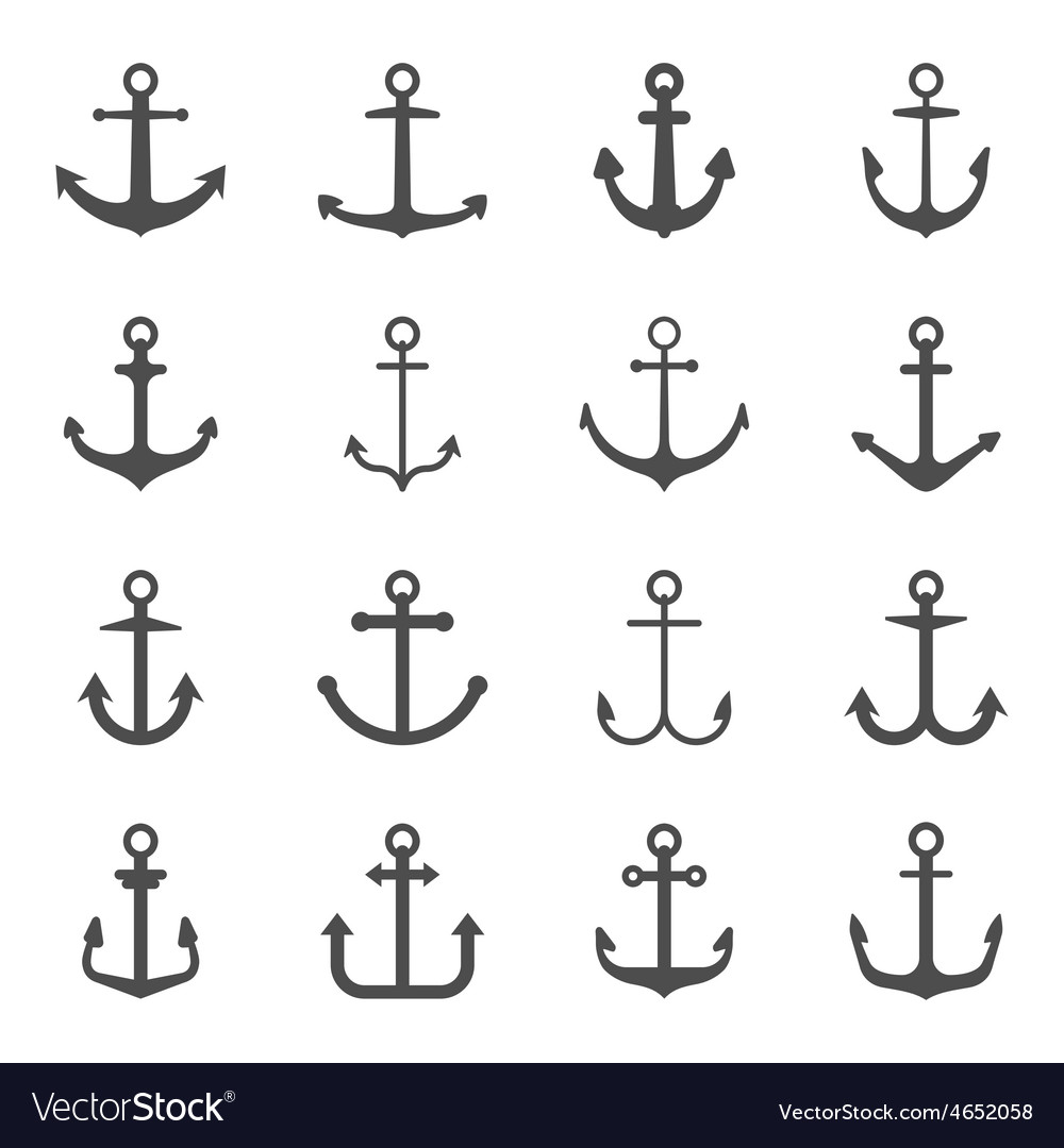 Anchor symbols or icons set