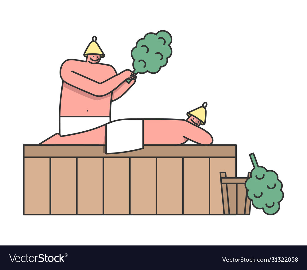 Concept of bathhouse or sauna people relaxing Vector Image