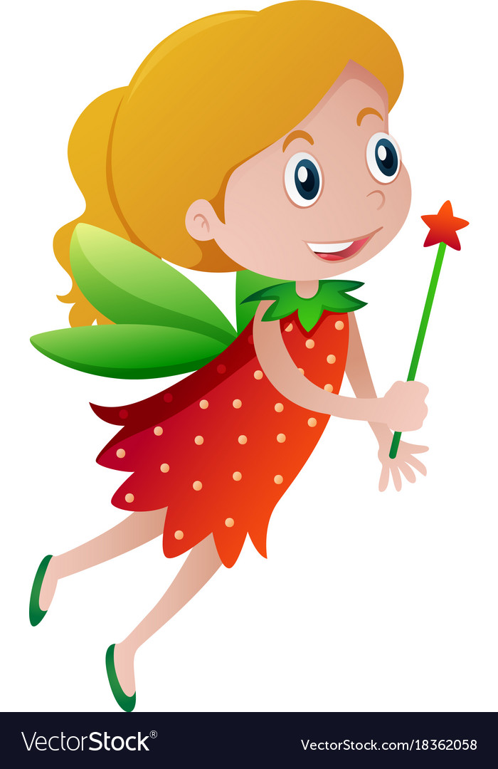 Cute fairy in strawberry costume Royalty Free Vector Image