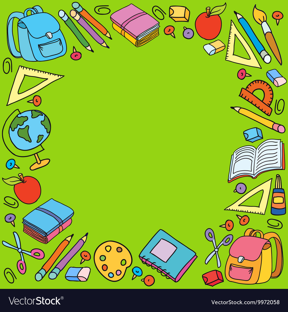 Seamless pattern with set of different school Vector Image