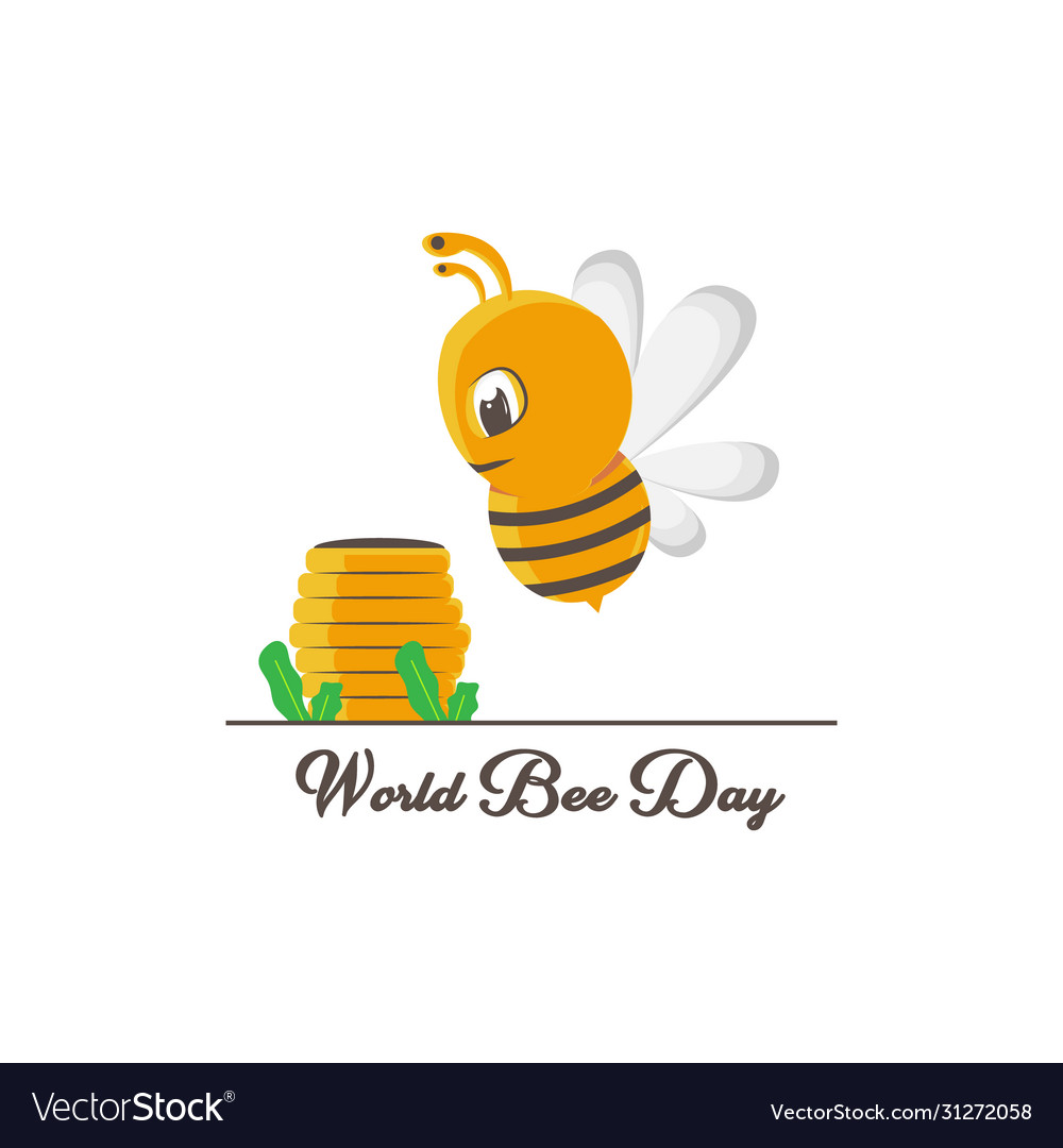 World bee day with cute cartoon honey Royalty Free Vector