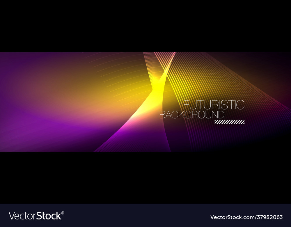 Abstract neon glowing light in dark with waves Vector Image